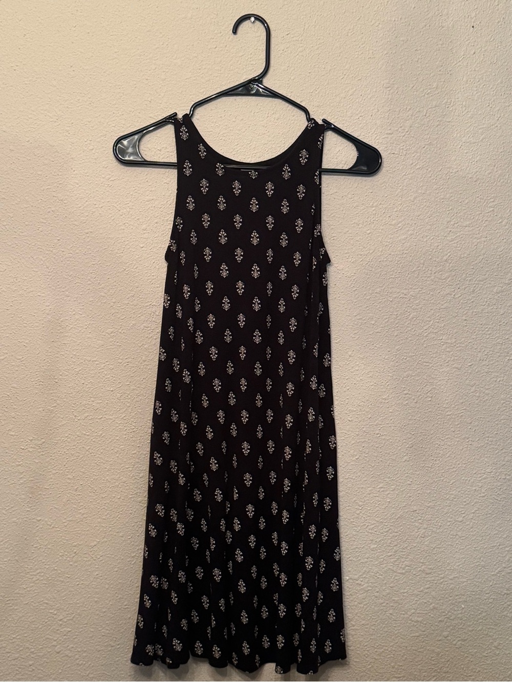 Old Navy Black Dress with White Floral Motif